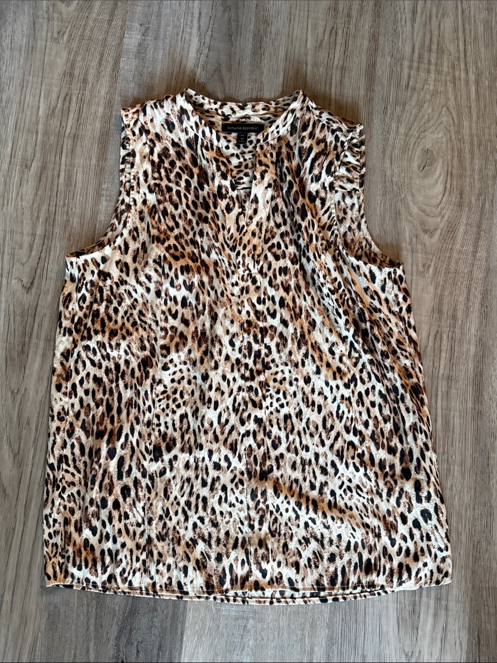 Banana Republic Leopard Print Sleeveless V-Neck Top - Brown/Black/Cream
